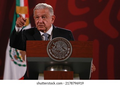 Mexico City, Mexico July 14 2022. Andrés Manuel López Obrador, Mexican President In His Morning Press Conference.