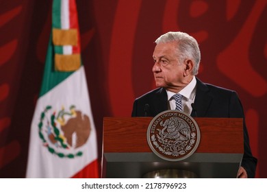 Mexico City, Mexico July 14 2022. Andrés Manuel López Obrador, Mexican President In His Morning Press Conference.