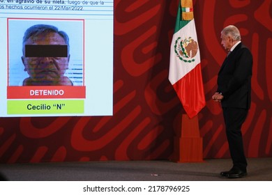 Mexico City, Mexico July 14 2022. Andrés Manuel López Obrador, Mexican President In His Morning Press Conference.