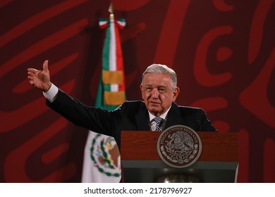 Mexico City, Mexico July 14 2022. Andrés Manuel López Obrador, Mexican President In His Morning Press Conference.