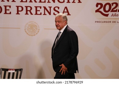 Mexico City, Mexico July 14 2022. Andrés Manuel López Obrador, Mexican President In His Morning Press Conference.