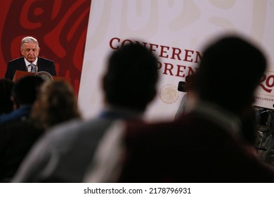 Mexico City, Mexico July 14 2022. Andrés Manuel López Obrador, Mexican President In His Morning Press Conference.