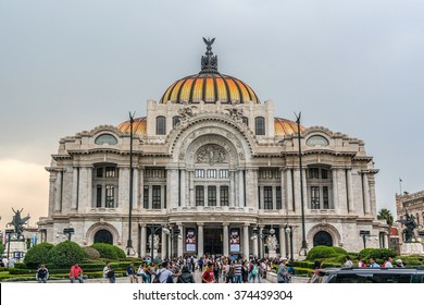 MEXICO CITY - JULY 15, 2015: The Fine Arts Palace (Palacio de Bellas Artes, Mexican architect Federico Mariscal, 1934) - one of the most prominent cultural centers in Mexico City.