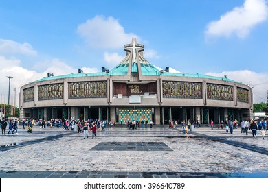 MEXICO CITY - JULY 19, 2015: Modern Basilica of Our Mary of Guadalupe (1974). Basilica is one of most important pilgrimage sites of Catholicism, is visited by several million people every year.