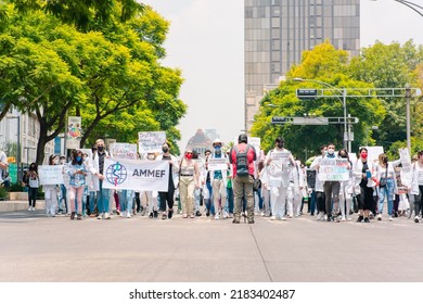 Mexico City, Mexico; July 27, 2022: Peaceful March Of Intern Doctors For A Better Service.