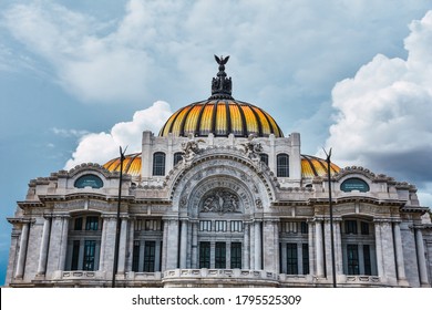Mexico City, Mexico ; July 28 2020: Palacio De Bellas Artes Or Palace Of Fine Arts, A Famous Theater, Museum And Music Venue In Mexico City 
