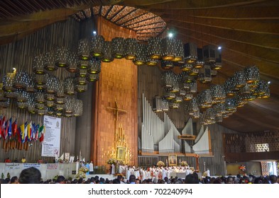 MEXICO CITY, MEXICO - June 19, 2013: Religious Mass held in the Basilica of Our Lady of Guadalupe.