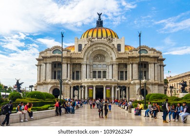 Mexico City / Mexico - June Circa 2017: The Palace Of The Fine Arts Is One Of The Most Important Historical Constructions. More Than A Thousand Of People Visit This Cultural Site Each Week.