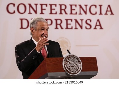 Mexico, Mexico City March 9 2022. Andres Manuel Lopez Obrador President Of Mexico In His Press Conference In Palacio Nacional.