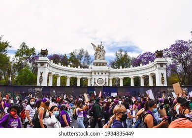 Mexico City, Mexico;March 8 2021: Feminist March Against Gender Violence, March 8 In Mexico City Thousands Of Women Protest In The Streets For Safety And Better Living Conditions