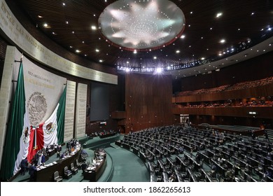 Mexico City, Mexico November 26 2020. Legislative Session Hall Of Deputies Of Mexico.