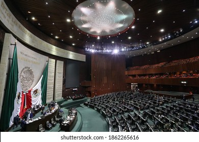 Mexico City, Mexico November 26 2020. Legislative Session Hall Of Deputies Of Mexico.