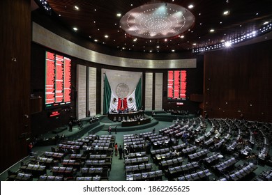 Mexico City, Mexico November 26 2020. Legislative Session Hall Of Deputies Of Mexico.