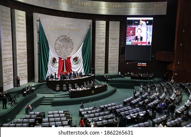 Mexico City, Mexico November 26 2020. Legislative Session Hall Of Deputies Of Mexico.