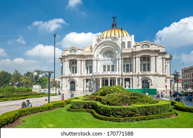 MEXICO CITY, MEXICO - OCT, 30, 2013: Palacio de Bellas Artes in Mexico city, the most important cultural center in the city.