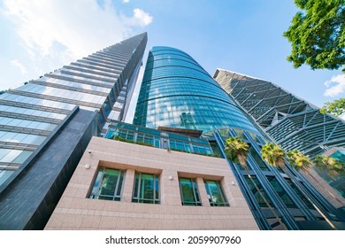 Mexico City - October 19, 2019: Skyscrapers On The Famous Reforma Avenue Worms Eye View