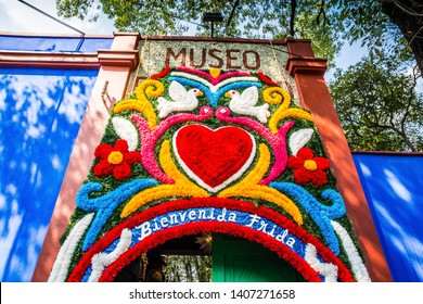 Mexico City, Mexico - October 26, 2018. Entrance To Frida Kahlo Museum In Coyoacan Quarter