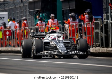 MEXICO CITY, MEXICO - October 28, 2022: Liam Lawson At Round 20 Of The 2022 FIA Formula 1 Championship Taking Place At The Autódromo Hermanos Rodríguez In Mexico City Mexico