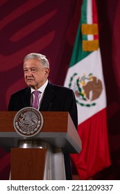 Mexico City, Mexico October 7 2022. Andres Manuel Lopez Obrador, Mexican President In His Press Conference In National Palace.