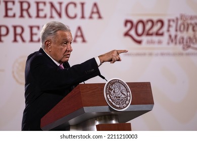 Mexico City, Mexico October 7 2022. Andres Manuel Lopez Obrador, Mexican President In His Press Conference In National Palace.