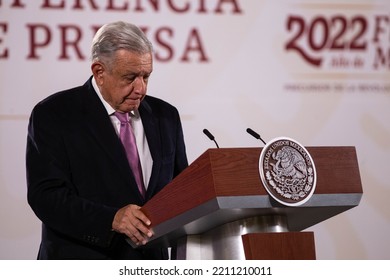 Mexico City, Mexico October 7 2022. Andres Manuel Lopez Obrador, Mexican President In His Press Conference In National Palace.