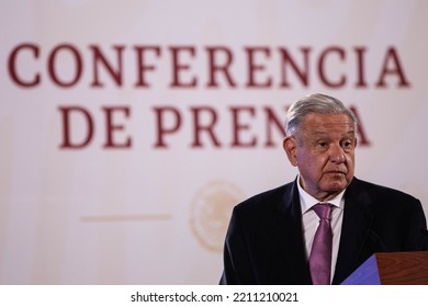 Mexico City, Mexico October 7 2022. Andres Manuel Lopez Obrador, Mexican President In His Press Conference In National Palace.