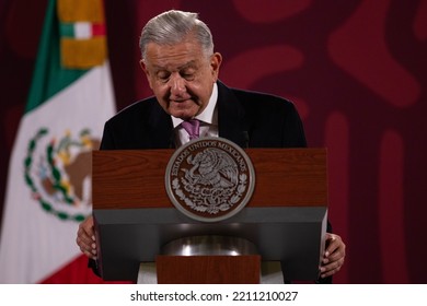 Mexico City, Mexico October 7 2022. Andres Manuel Lopez Obrador, Mexican President In His Press Conference In National Palace.