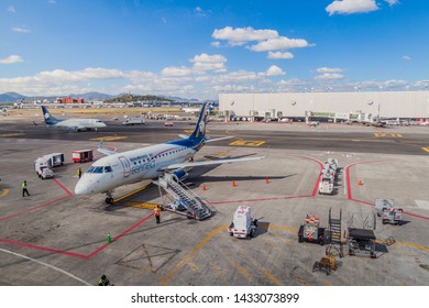 MEXICO CITY, MEXICO - OCTOBER 8, 2016: Airplane At Mexico City International Airport.