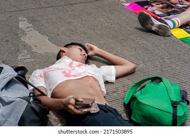 Mexico City, Mexico; Representation Of Lgbt Victims In The Street, Pride March In Mexico City.