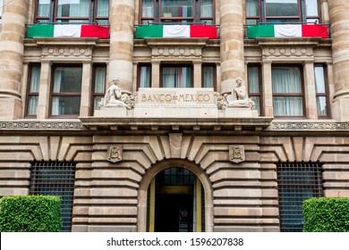 Mexico City, Sep 22, 2017, Building Of Bank Of Mexico, Mexico's Central Bank Monetary Authority And Lender Of Last Resort.