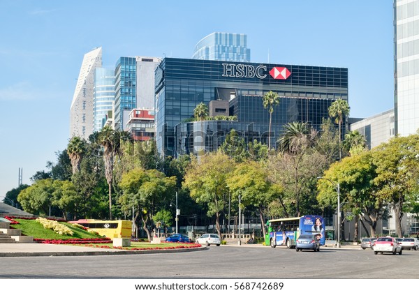 MEXICO\
CITY,MEXICO - DECEMBER 27,2016 : Banks, office buildings and modern\
skyscrapers at Paseo de la Reforma in Mexico\
City