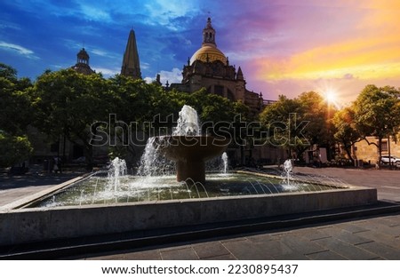 Mexico, Guadalajara Cathedral Basilica in historic center near Plaza de Armas and Liberation Square.