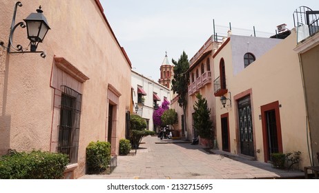 Querétaro - Mexico - May 2021: Urban City Architecture And Street Impressions From Querétaro In Central Mexico.