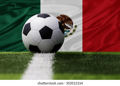 Mexico Soccer Ball And Mexico Flag