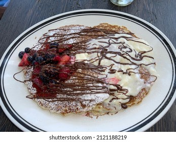 Meyer Lemon And Blueberry Pancakes With Lemoncello Syrup