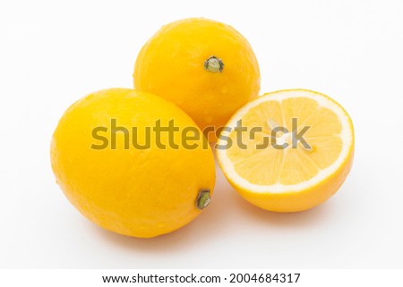 Meyer lemon on white background.