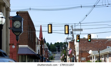 Meyersdale, Pennsylvania/ United States-July 25, 2020: A Scene From a Small Town in Western Pennsylvania on a Saturday Afternoon