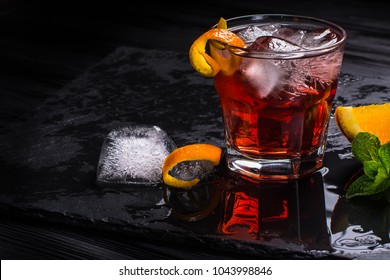 Mezcal Negroni Cocktail. Smoky Italian Aperitivo.