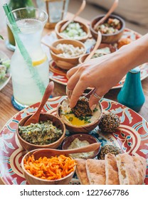 Mezze Platter With Hummus And Falafel