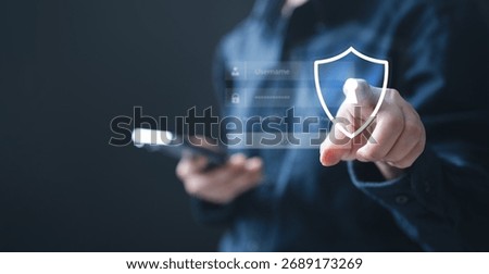 mfa, 2fa, security, login, verify, code, authenticator, Person using smartphone with digital login interface and security shield icon, symbolizing MFA, 2FA verification, and strong account protection.