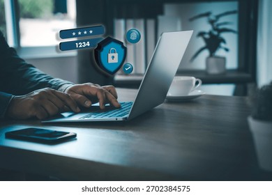 MFA, Multi-Factor Authentication Security Concept login Internet Online Privacy network security technology Encrypted data cybersecurity protection.