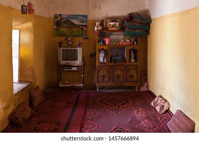 M'Hamid El Ghizlane,  Drâa-Tafilalet/Morocco - jun 12 2013: the interiors of a Moroccan house on the edge of the desert