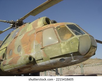 Mi-8 Helicopter Built In Russia, Later Given To Afghan Military. It's Now On Display Outside Herat, Afghanistan. July 18, 2004