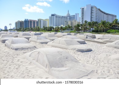  Miami Art Basel Sand Car On Beautiful Tropical Beach