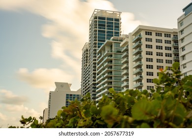 Miami Beach Condominiums. Low Angle Photo