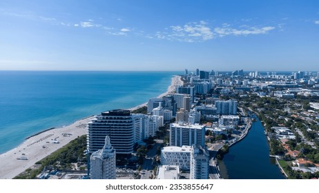 Miami Beach Droneview Skyline Aerial view coastline