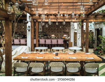 Miami Beach, FL - January 30 2015: Outdoor Patio Bar At Cecconi's Italian Restaurant At Soho House Miami