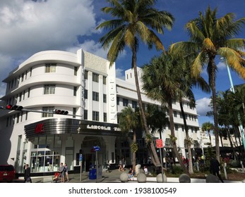 Miami Beach, FL - January 30 2015: The Art Deco Lincoln Theatre Building