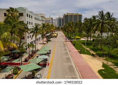 MIAMI BEACH, FL, USA - JUNE 1, 2020: South Beach Miami Reopening Phase 1 During Coronavirus Covid 19 Pandemic