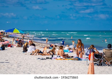 MIAMI BEACH, FL, USA - MARCH 13, 2021: Spring Break Miami Beach FL USA